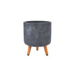 Lillepott SKY EDEN D27xH32.1cm, tumehall, puidust jalgadega