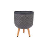 Lillepott SKY PAO D30xH39.5cm, tumehall, puidust jalgadega