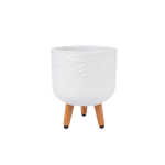 Lillepott SKY FERN D24xH29.6cm, valge, puidust jalgadega