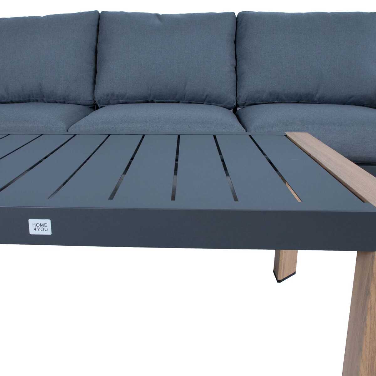 Aiamööblikomplekt TOMSON laud ja nurgadiivan, tiik/hall - Image 5