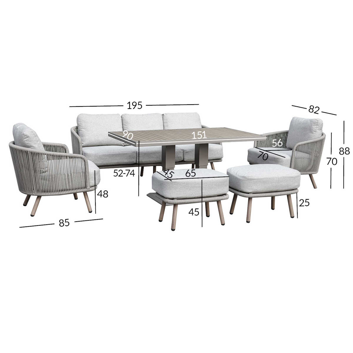 Aiamööblikomplekt MALISE 6-osaline, beež - Image 2