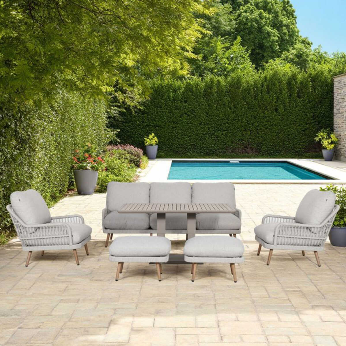 Aiamööblikomplekt MARENDA 6-osaline, hall/beež - Image 5