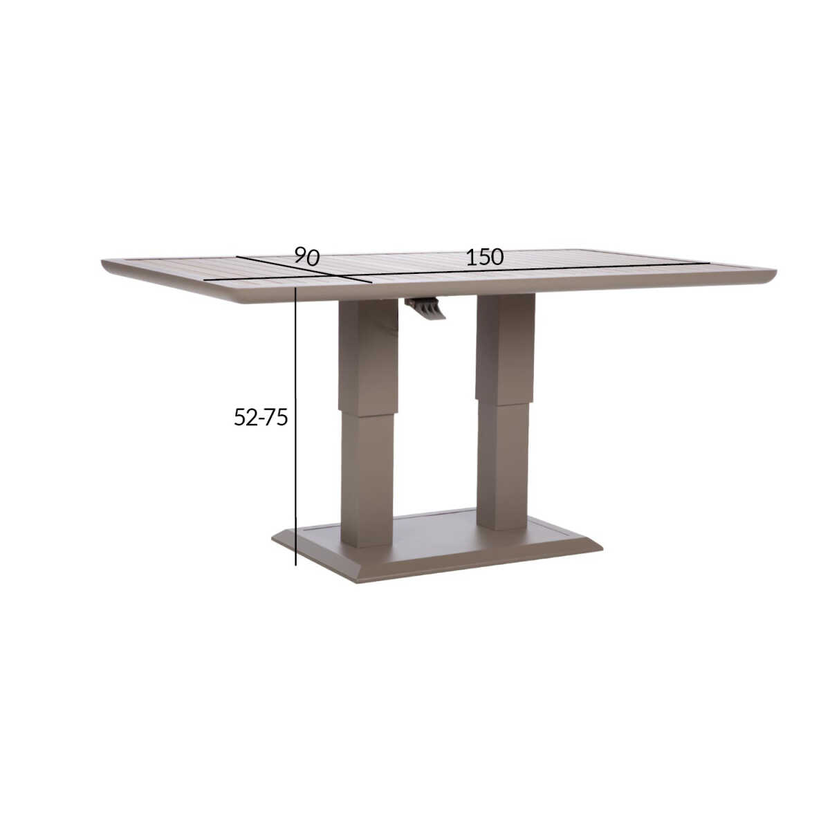 Laud MARENDA 150x90xH52-75cm, hallikasbeež - Image 2