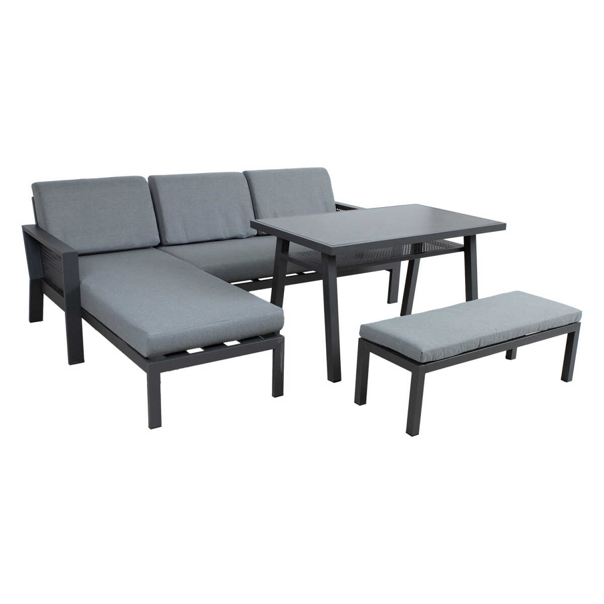 Aiamööblikomplekt DELGADO nurgadiivan, laud ja pink - Image 3