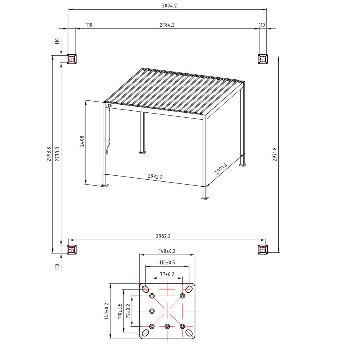 Varikatus MIRADOR-88 3x3m, tumehall - Image 2