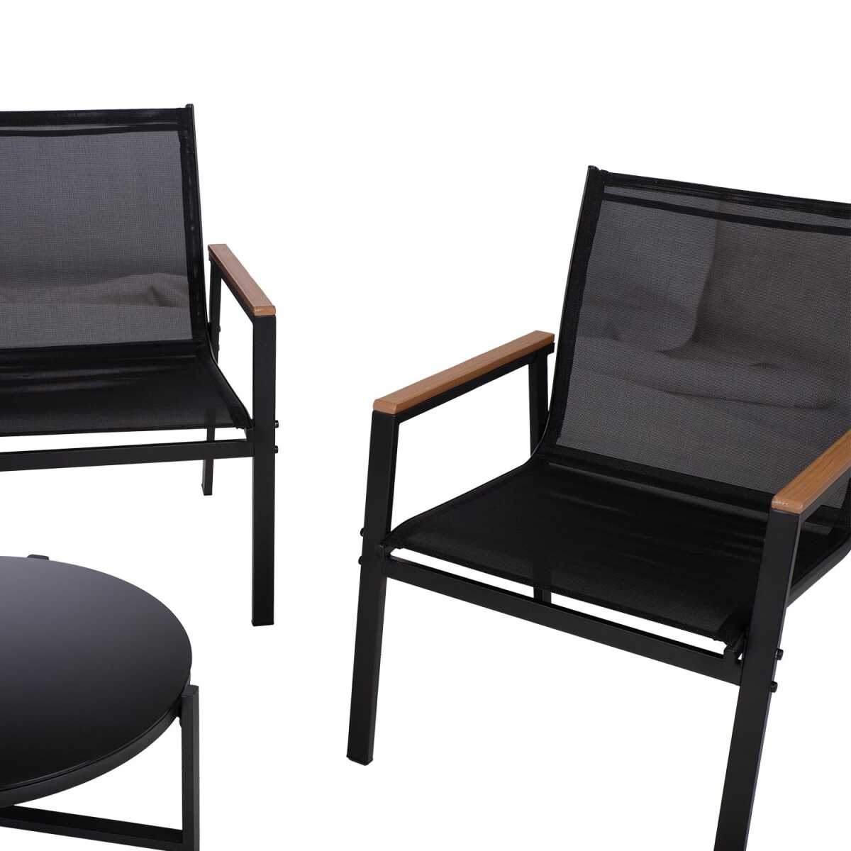 Aiamööblikomplekt CANAAN laud, pink ja 2 tooli, must - Image 6