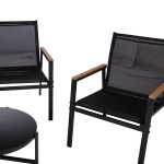 Aiamööblikomplekt CANAAN laud, pink ja 2 tooli, must - Image 6