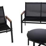 Aiamööblikomplekt CANAAN laud, pink ja 2 tooli, must - Image 7