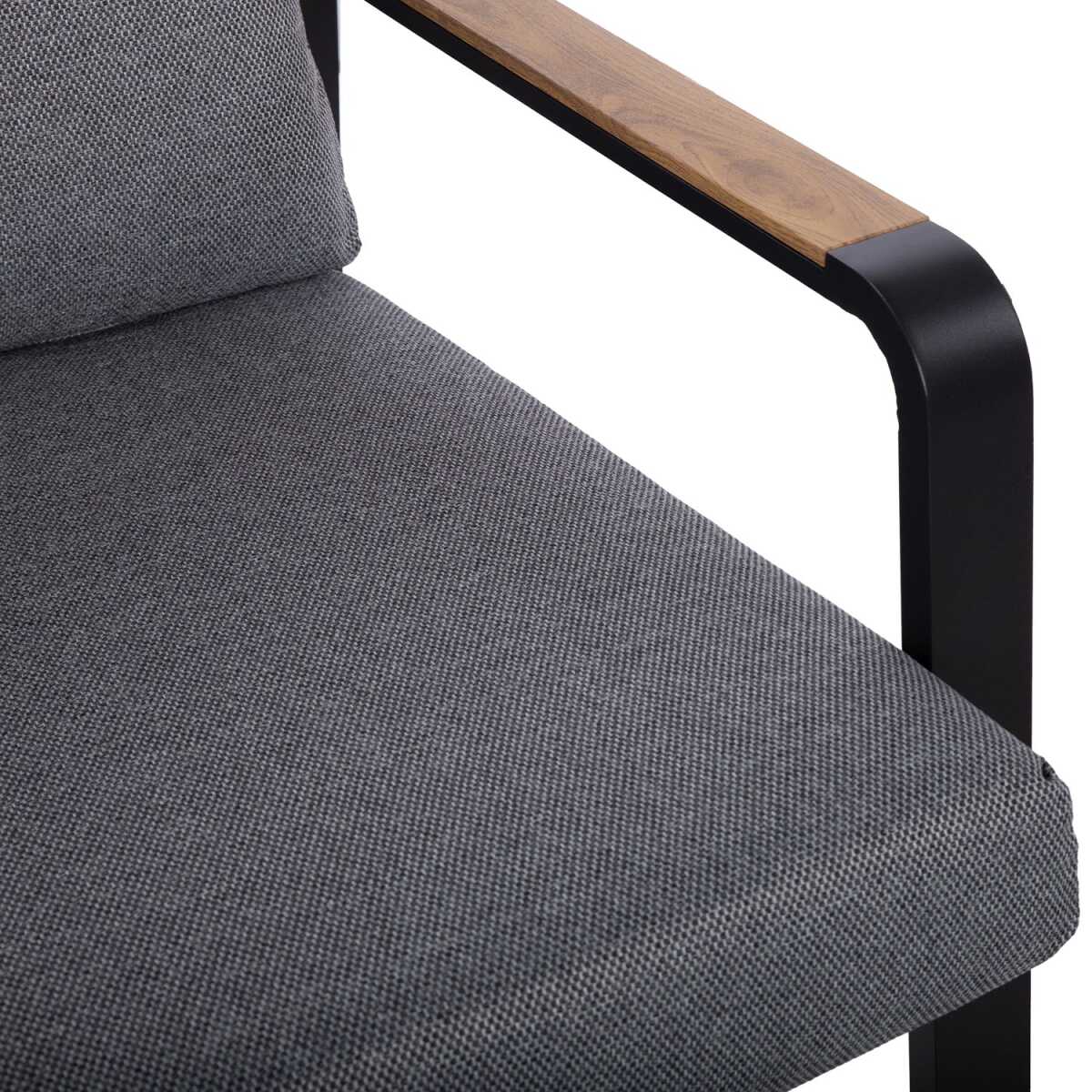 Aiamööblikomplekt LONA laud, diivan ja 2 tooli, hall/must - Image 5