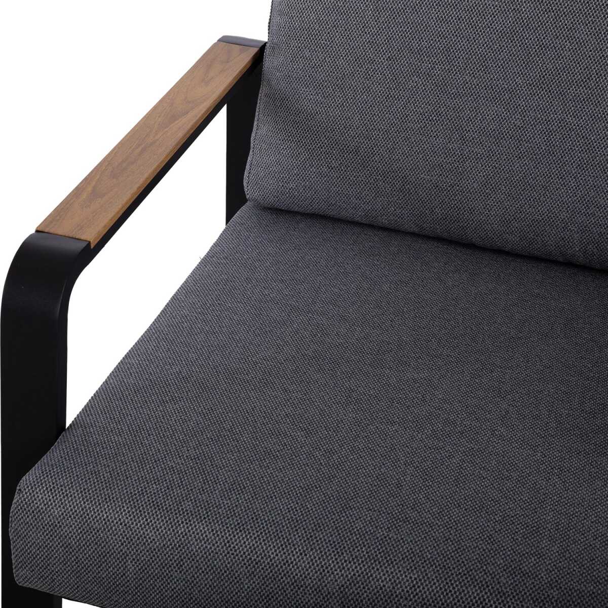 Aiamööblikomplekt LONA laud, diivan ja 2 tooli, hall/must - Image 6