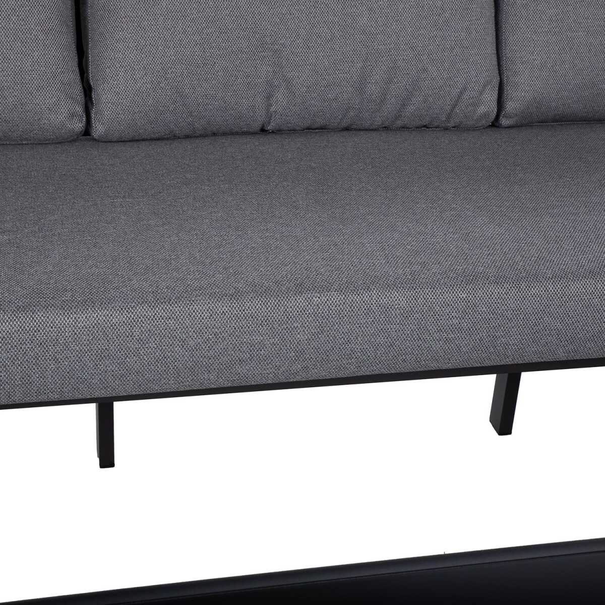 Aiamööblikomplekt LONA laud, diivan ja 2 tooli, hall/must - Image 7