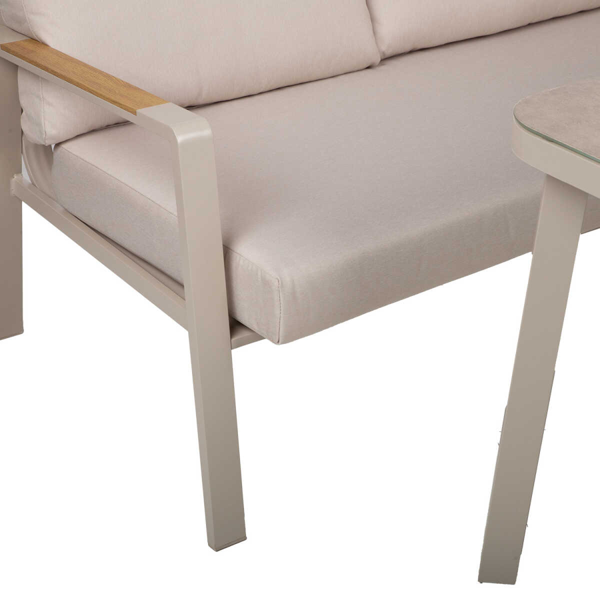 Aiamööblikomplekt UPLAND laud ja nurgadiivan, beež - Image 10