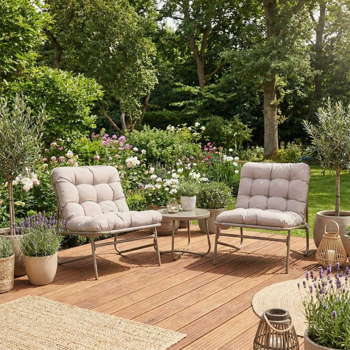 Aiamööblikomplekt JIVE laud ja 2 tooli, taupe - Image 6