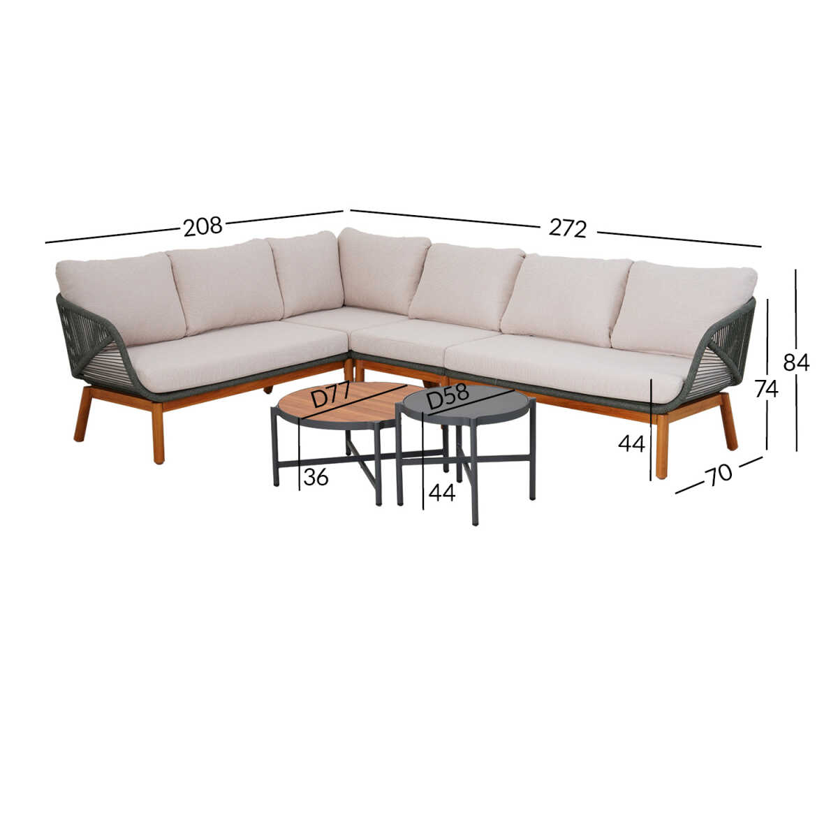 Aiamööblikomplekt TUXEDO nurgadiivan ja - Image 2