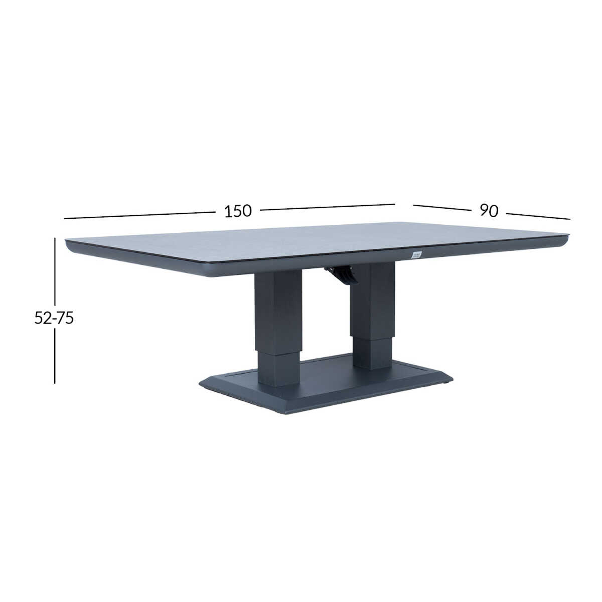 Laud TOMSON 150x90xH2-75 cm, tumehall klaasplaadiga - Image 2