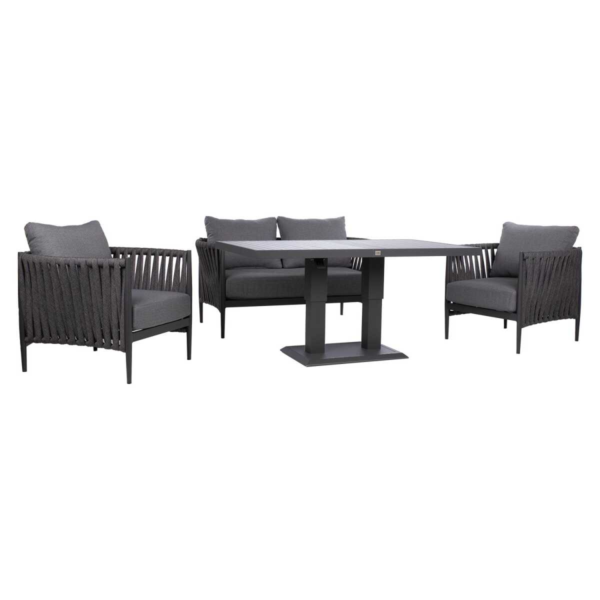 Aiamööblikomplekt BRISTOL laud, diivan ja 2 tooli, hall - Image 3