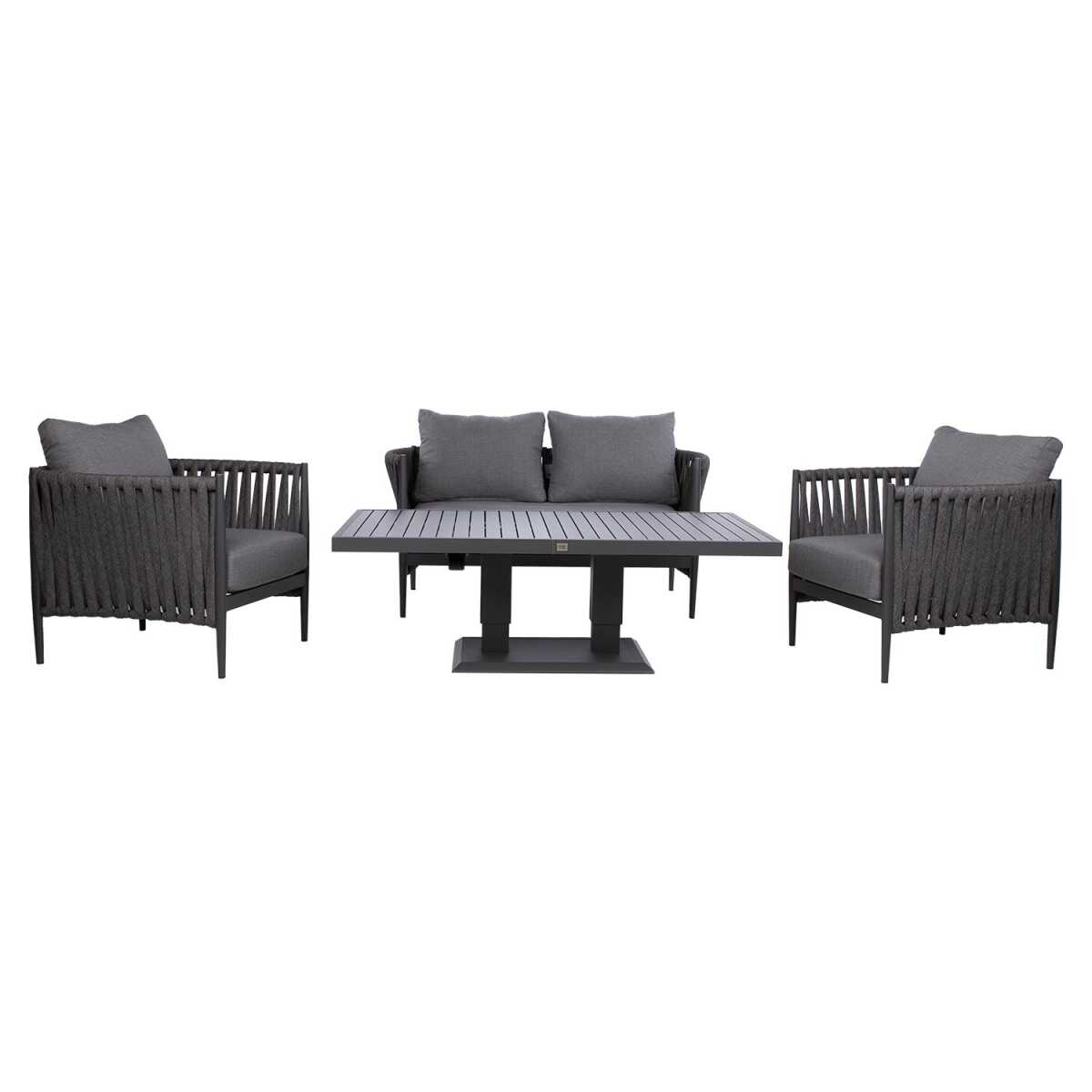 Aiamööblikomplekt BRISTOL laud, diivan ja 2 tooli, hall - Image 4