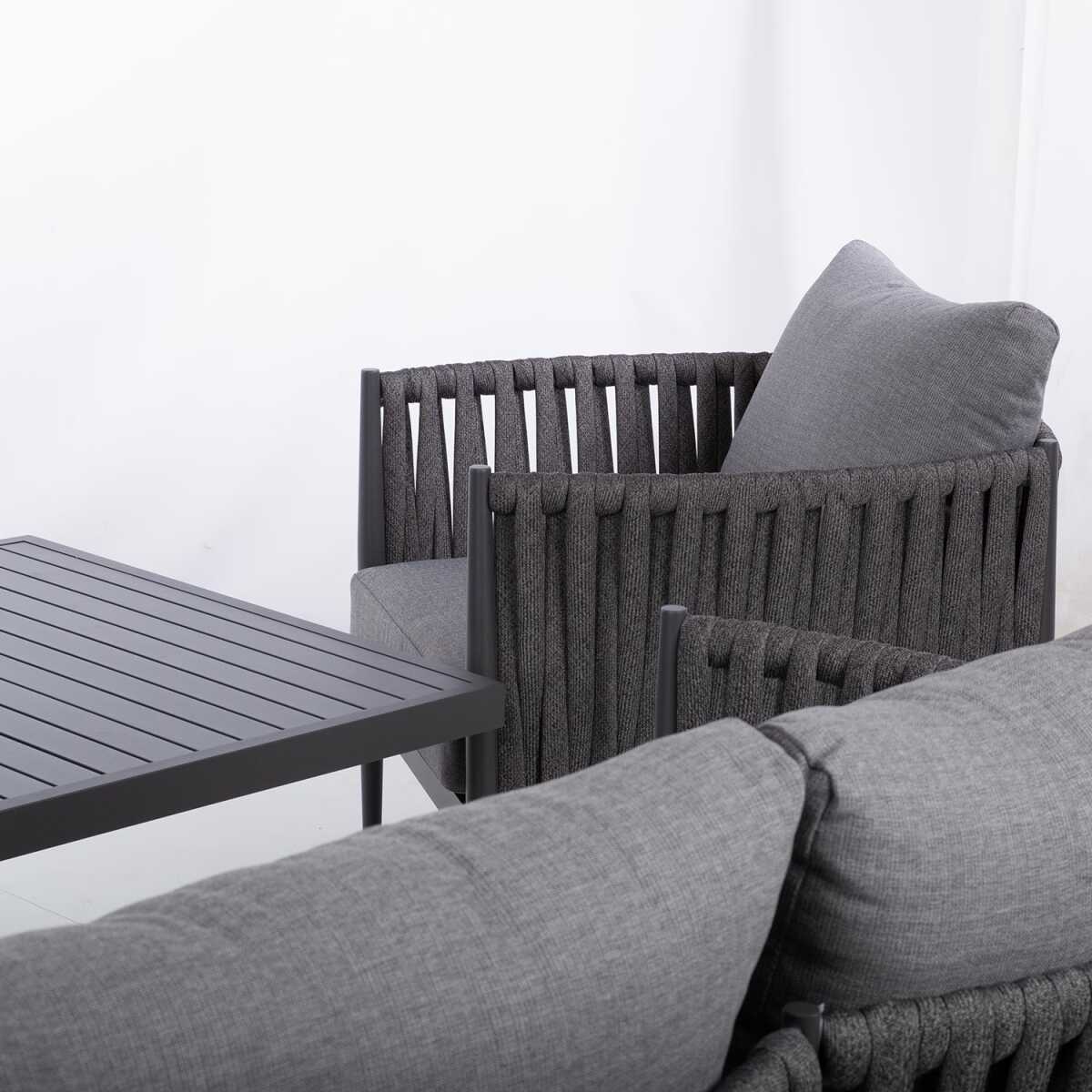 Aiamööblikomplekt BRISTOL laud, diivan ja 2 tooli, hall - Image 8