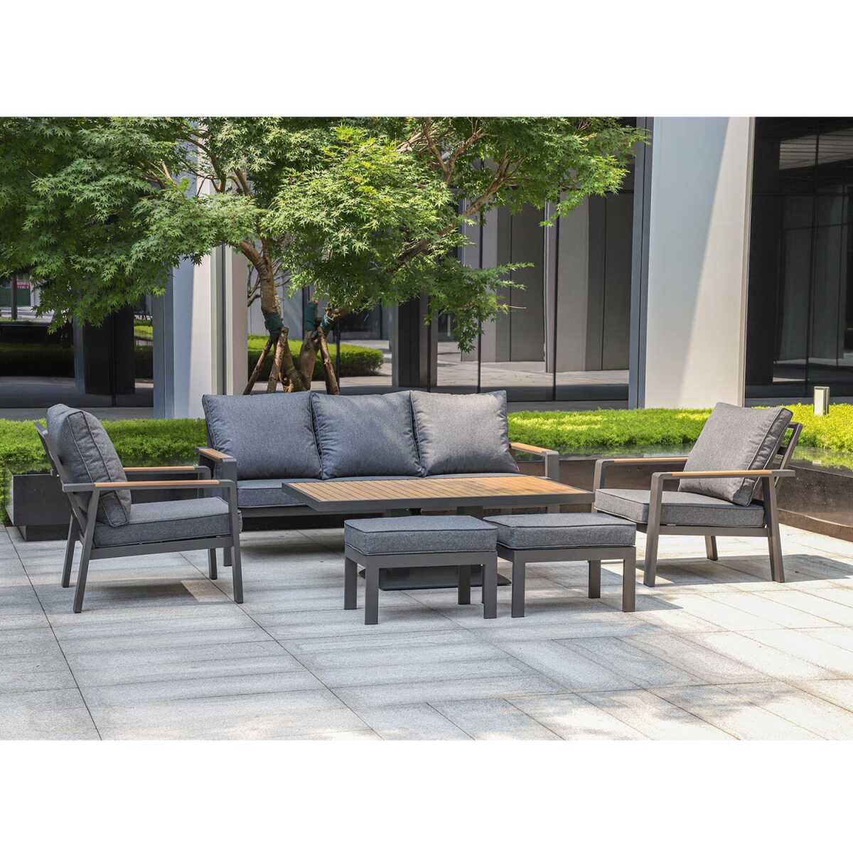 Aiamööblikomplekt PARKER 6-osaline, hall - Image 7