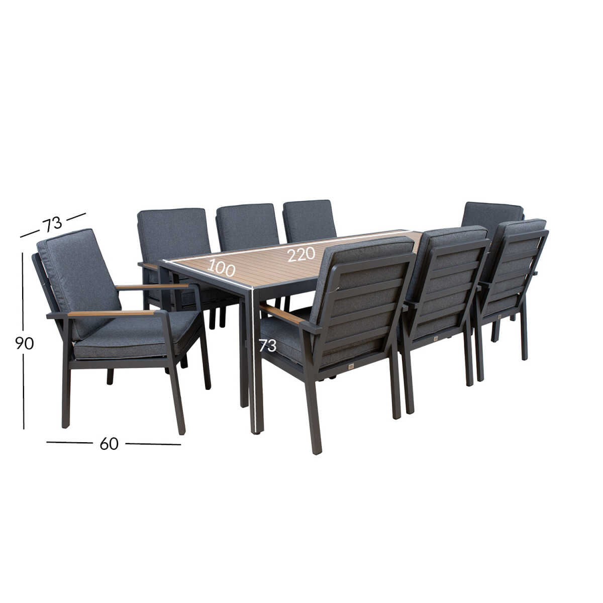 Aiamööblikomplekt PARKER laud ja 8 tooli - Image 2