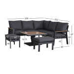 Aiamööblikomplekt PARKER 4-osaline, hall - Image 2