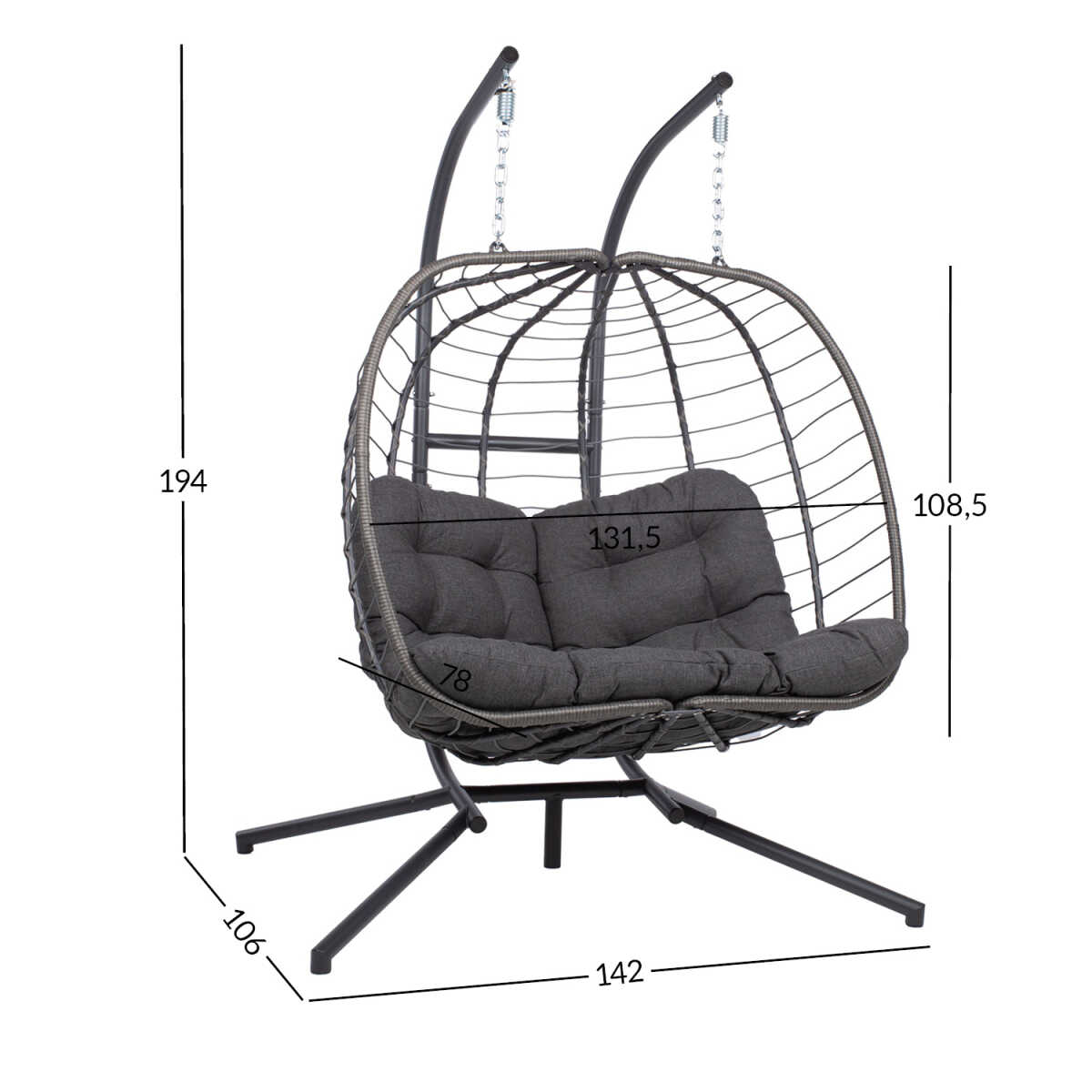 Ripptool FINSE 2-kohaline 142x106xH194cm, tumehall - Image 2