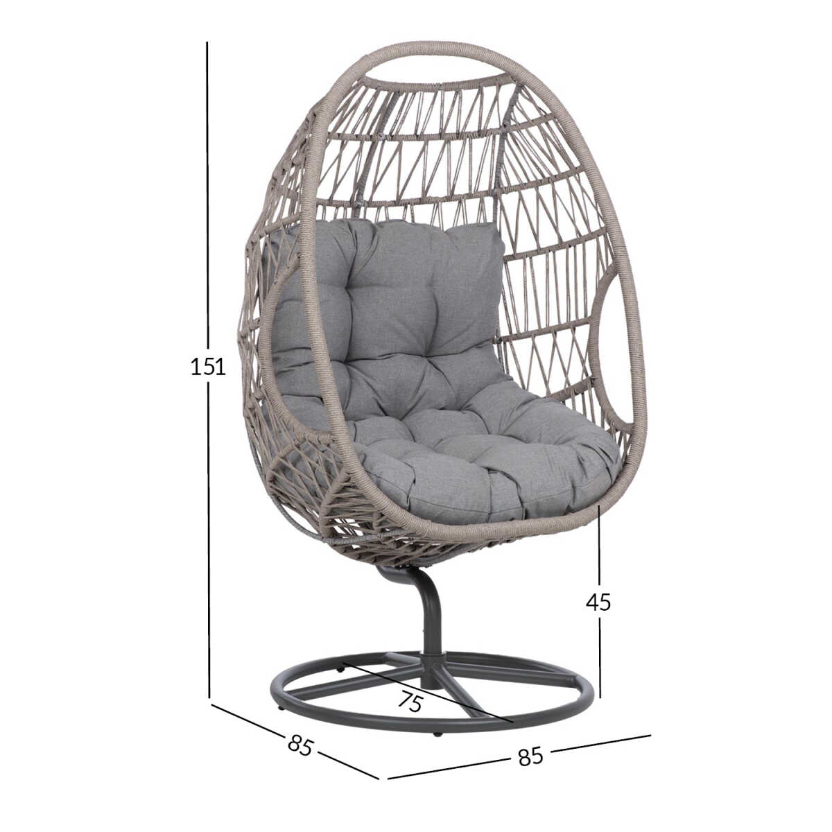 Puhketool CASSIA pöörlev 85x85xH151cm, hall - Image 2