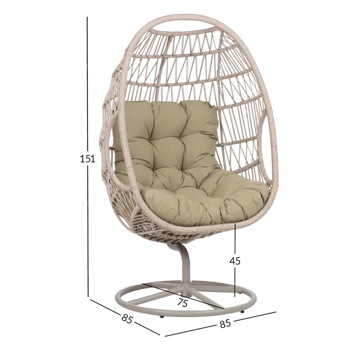 Puhketool CASSIA pöörlev 85x85xH151cm, beež - Image 2
