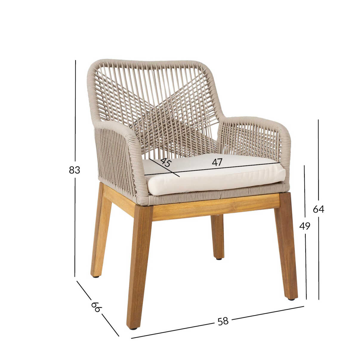 Tool FLORIDA 58x66xH83cm, akaatsia, beež - Image 2