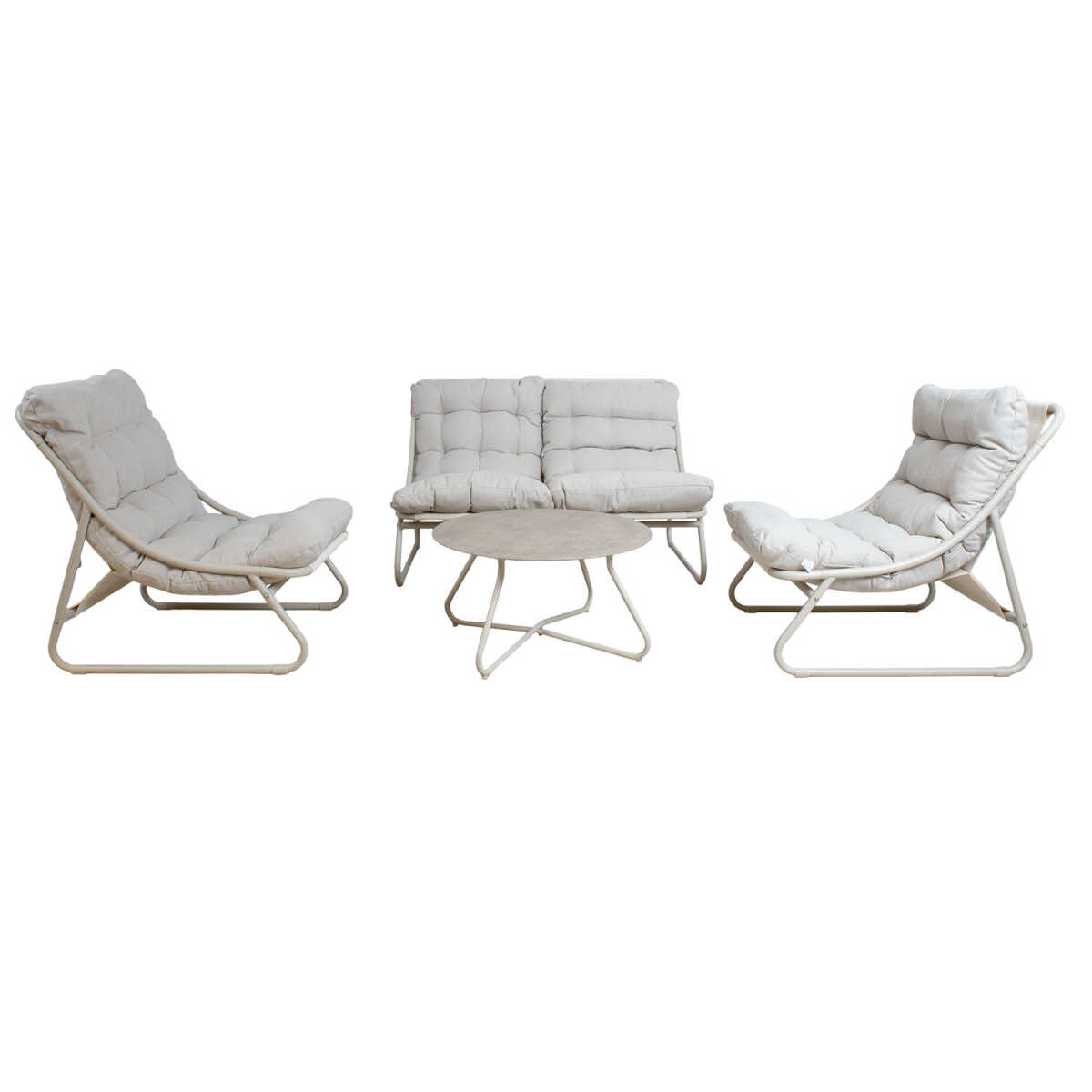 Aiamööblikomplekt SAMBA laud, diivan ja 2 tooli, helehall - Image 3