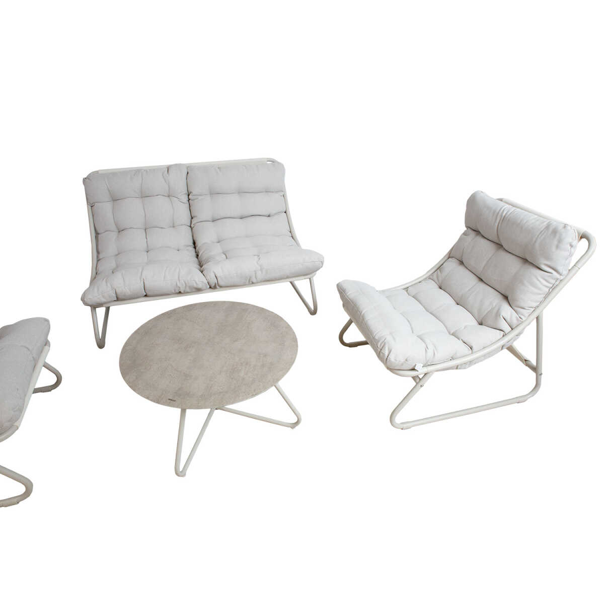 Aiamööblikomplekt SAMBA laud, diivan ja 2 tooli, helehall - Image 4