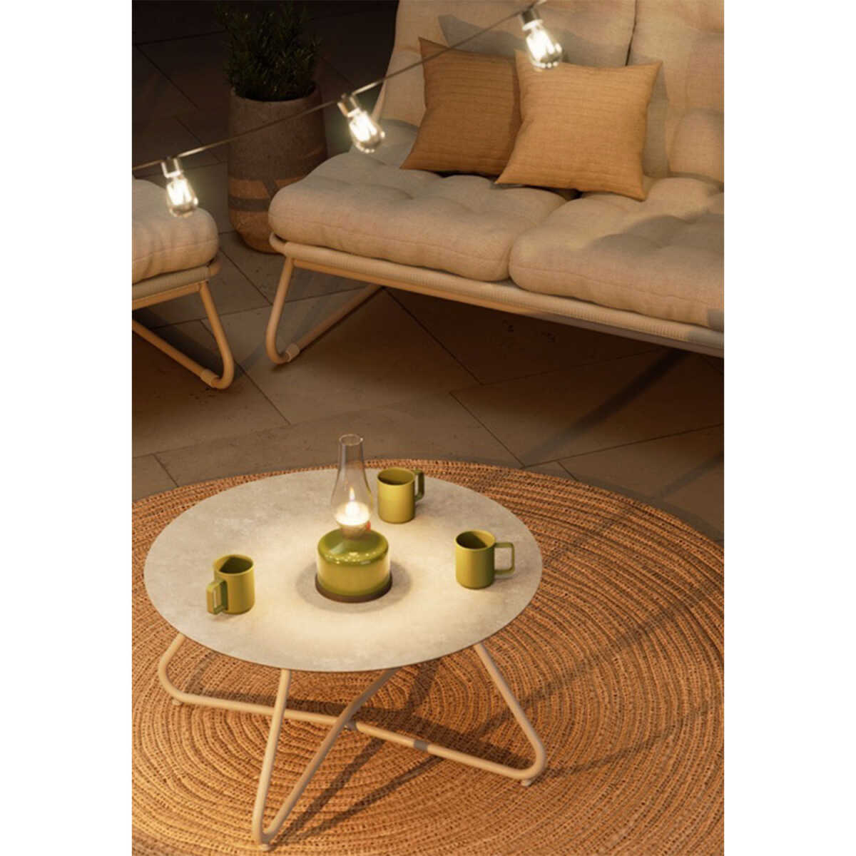 Aiamööblikomplekt SAMBA laud, diivan ja 2 tooli, helehall - Image 8