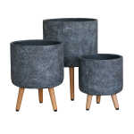 Lillepott SKY EDEN D32xH41.2cm, tumehall, puidust jalgadega - Image 2