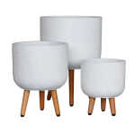 Lillepott SKY FERN D24xH29.6cm, valge, puidust jalgadega - Image 2