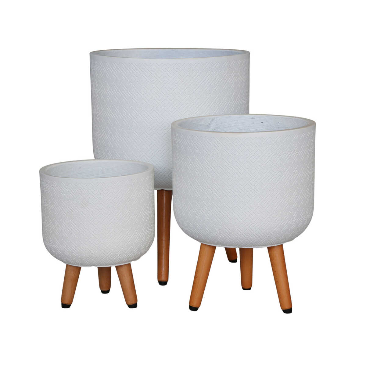 Lillepott SKY SELENA D37xH52.3cm, valge, puidust jalgadega - Image 2