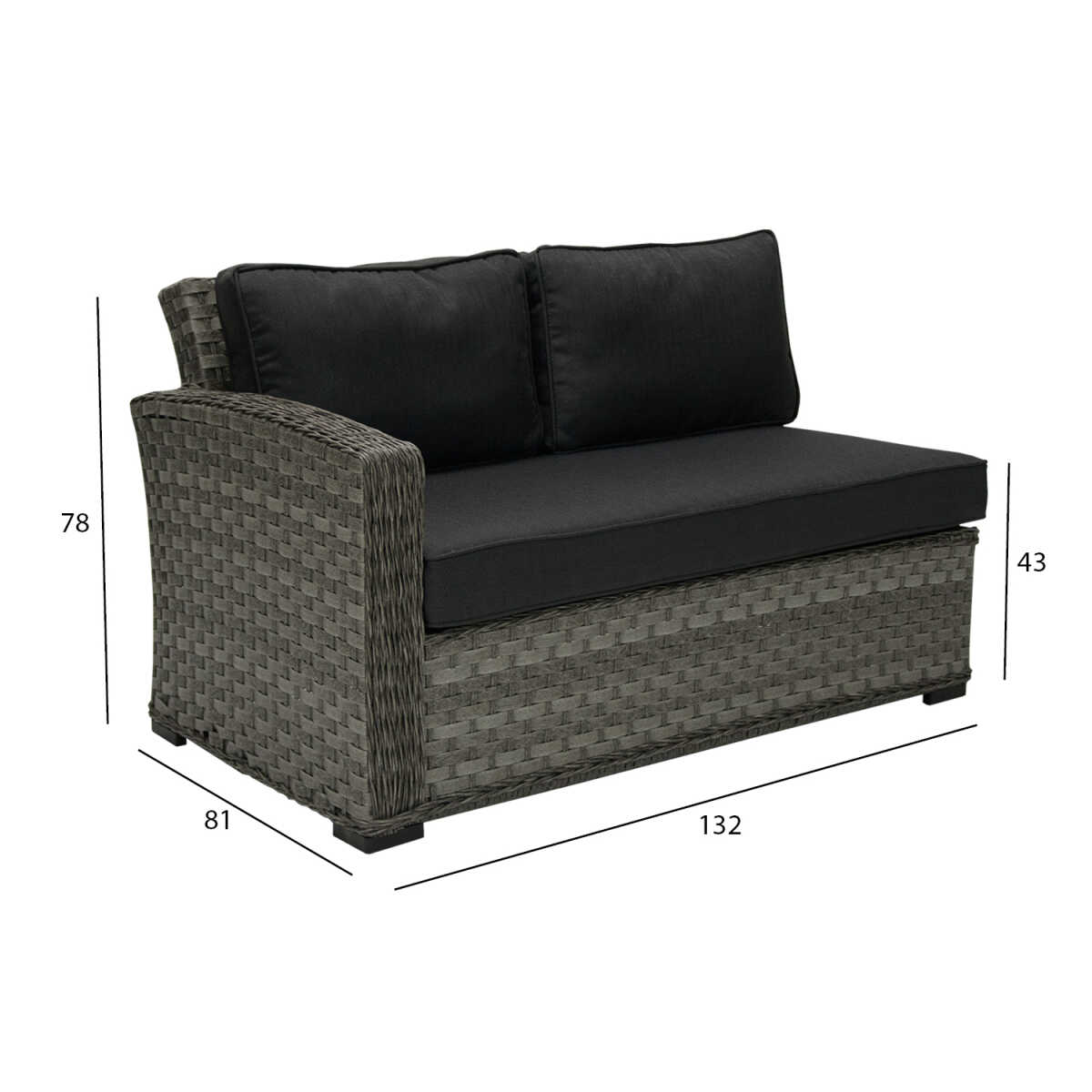 Mooduldiivan GENEVA 2-kohaline, vasaku käetoega, hall - Image 2