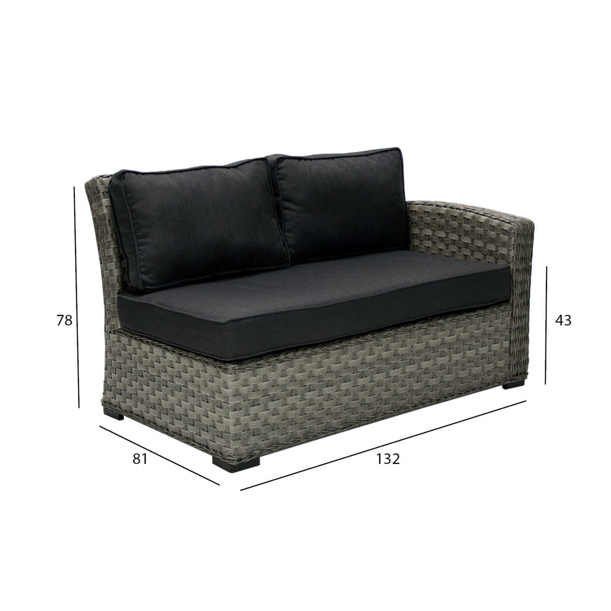 Mooduldiivan GENEVA 2-kohaline, parema käetoega, hall - Image 2