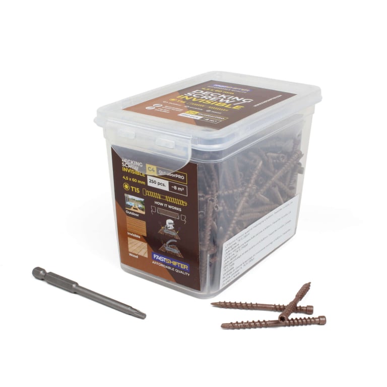 1077711:1 Terrassikruvid FastShifter Invisible C4 4,5 × 60 mm, 250 tk - Pilt 1